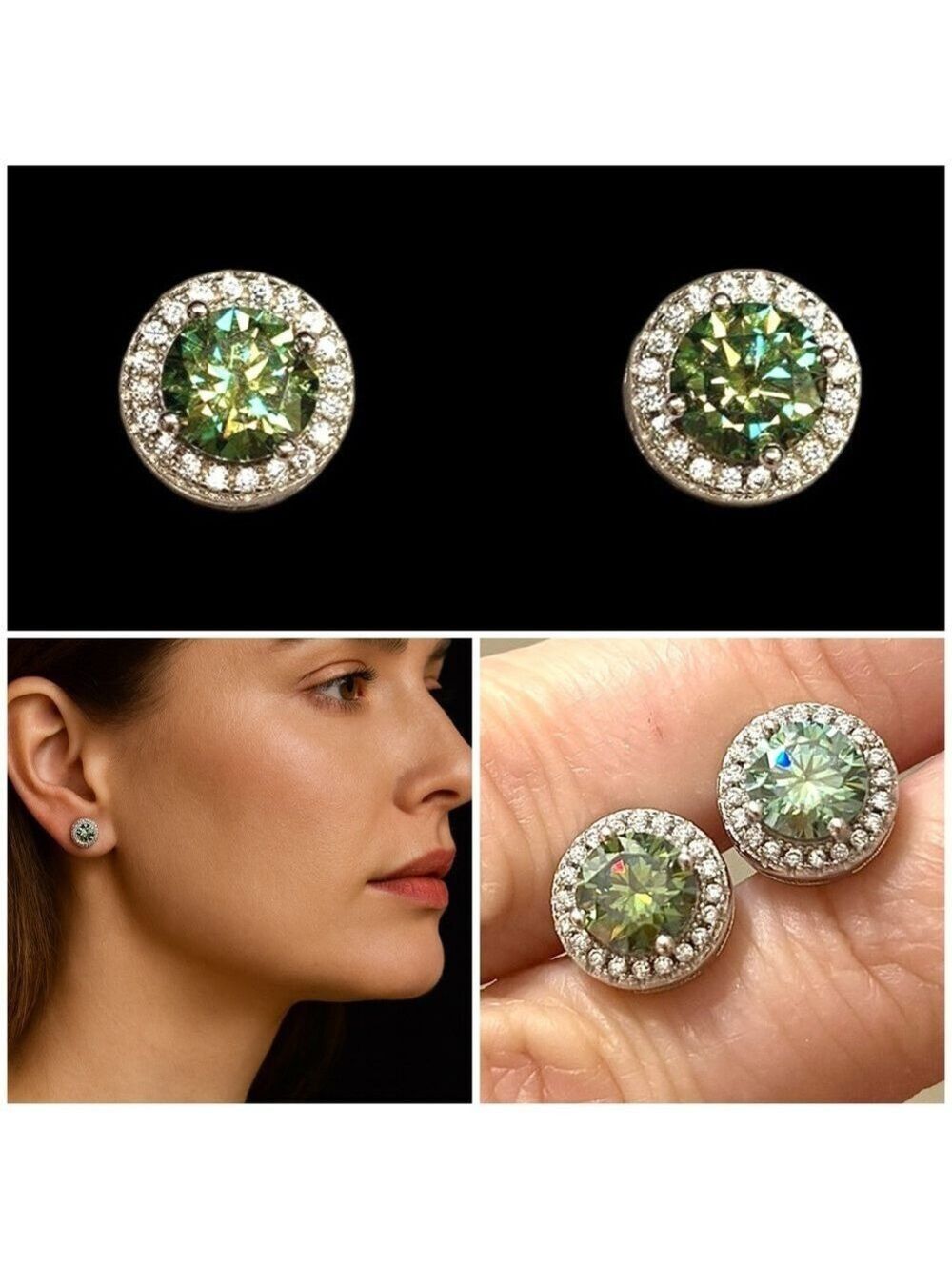Moissanite 2CTW over 925 Sterling silver studs earrings